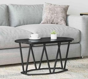 Czarny owalny stolik kawowy industrialny czarny dąb W4-C41