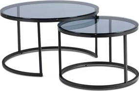 Zestaw Stolików Kawowych CARRERA MAX 70 cm/60 cm Szary/Czarny Skandynawski