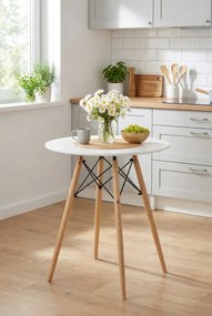 Biały okrągły stół w stylu skandynawskim D3-C86