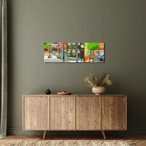 Obraz - Dziecięce miasteczko (z zegarem) (90x30 cm)