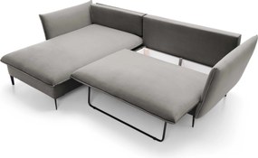 Masseno Narożnik SOLE z funkcją spania i pojemnikiem na pościel Narozniki L, Rozkładana sofa - Szary, RIVIERA 91