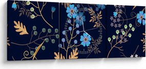 Obraz - Jesienne kwiaty (z zegarem) (90x30 cm)