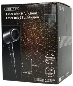 Projektor laserowy LED z efektem obrotowym LUMINEO 9 funkcji, czarny