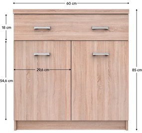 Szafka TOPTY 2D1S/60 typ 42, dąb sonoma