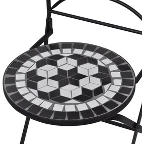 Zestaw ceramicznych krzeseł ogrodowych Zarvin - czarno-biały