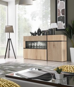 Komoda CROSS 150 LED hickory jackson/czarna ASM Meble