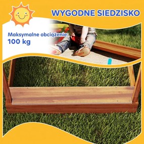 Outsunny Piaskownica z Ochroną Przeciwsłoneczną, Design Domku Zabaw, z Zestawem Zabawkowym, Obrabiane Drewno, 124 x 116 x 146 cm, Pomarańczowa