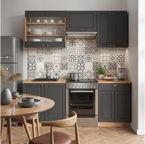 Aneks kuchenny anthracite country house/gold kraft oak 200x60x81.6 fame-line