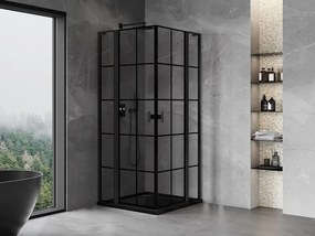 Mexen Mist L Duo kabina prysznicowa uchylna 120 x 120 cm, czarna kratka, czarna - 8A4L-120L-120P-70-77