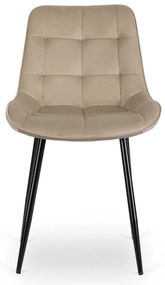 Zestaw Stół Rozkładany SKUBI 120-160 cm Dąb Craft/Czarny i 6 Krzeseł Tapicerowanych CHRIS Beżowych Nowoczesnych