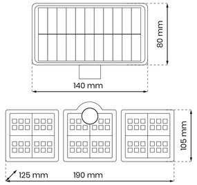 Naświetlacz Solarny Flexi Potrójny, lampa solarna zewnętrzne, potrójna