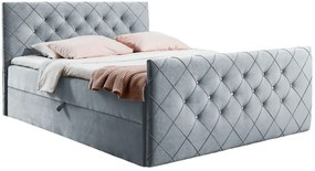 Jasnoszare welurowe łóżko glamour 5 rozmiarów S1-E85