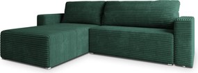 Masseno Narożnik CALTI z funkcją spania i pojemnikiem na pościel Narozniki L, Rozkładana sofa - Butelkowa zieleń, TILIA 39