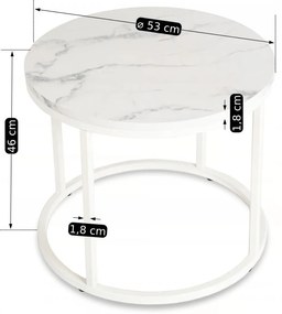 Stolik Kawowy AGNES 53 cm Biały Marmur Nowoczesny