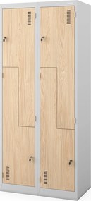 Szafa socjalna czterokomorowa Eco Design Julia, 80x45x185 cm, szary/dąb sonoma