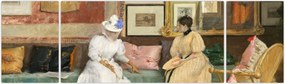 Obraz - William Merritt Chase, A Friendly Call, reprodukcje (170x50 cm)