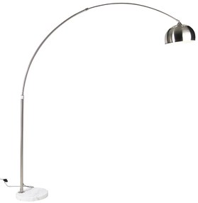 Luk Lampa stojąca łukowa ze stali z białą podstawą marmurową i kloszem stalowym - Arc XXL Nowoczesny Oswietlenie wewnetrzne