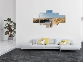 Obraz - Piaszczysta plaża na wyspie Langeoog, Niemcy (125x70 cm)