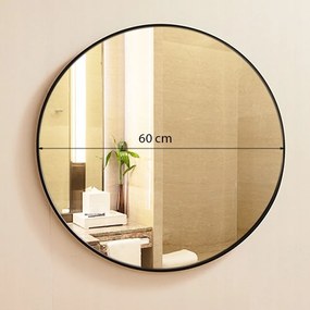 Okrągłe lustro z cienką ramą – średnica 60 cm, łatwy montaż, nowoczesny design