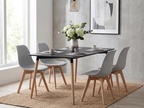 Zestaw jadalniany 1 + 4, czarny stół ADRIA 120x80 cm + szare krzesło KITO
