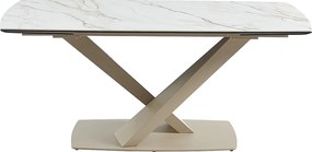 Zestaw stół MALATA + 4 krzesła HEKA - Efekt białego marmuru i beżowy