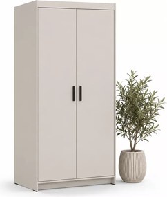Szafa Ele 2D 90 cm beż piaskowy - dwudrzwiowa szafa z półkami i drążkiem na ubrania