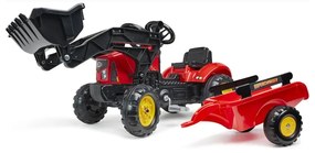 Falk traktorek supercharger czerwony otwierana maska z przyczepką + łyżka od 2 lat