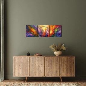 Obraz - Abstrakcja kwiatów (z zegarem) (90x30 cm)