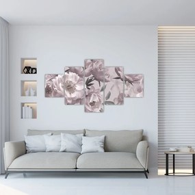 Obraz - Vintage kwiaty piwonii (125x70 cm)