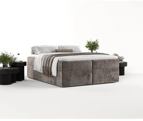 Brązowe łóżko boxspring ze schowkiem 160x200 cm Yoko – Maison de Rêve