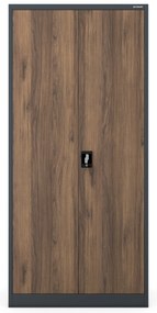 Szafa na dokumenty biurowa metalowa antracytowa/ orzech: Eco Design JAN H, 900 x 1950 x 400 mm