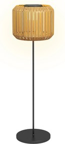 Outsunny Lampa solarna LED do ogrodu z rattanu Wodoodporna z panelem słonecznym i czujnikiem światła Stalowa żółta | Aosom PL