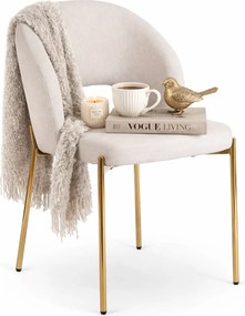 Eleganckie kremowe krzesło na zlotych nogach D5-G47