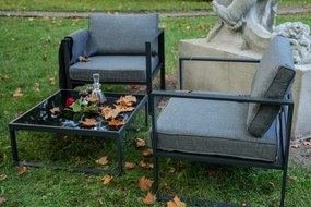 Komplet kawowy ( 2 x fotel + stolik) MOSTRARE z szarego aluminium