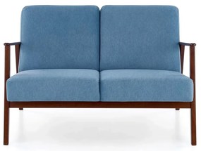 Sofa MILANO 2S niebieska/orzech dwuosobowa HALMAR