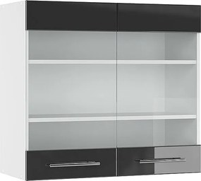 Szklana szafka kuchenna antracyt wysoki połysk 80x34.1x72 fame-line