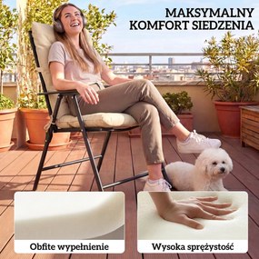 Outsunny Wodoodporne poduszki na krzesła z oparciem i paskami do użytku wewnętrznego i zewnętrznego, beżowe | Aosom PL