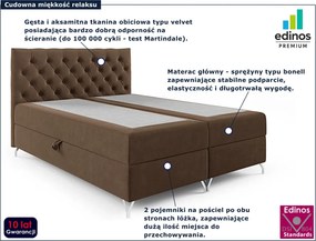 Brązowe pikowane łóżko kontynentalne 5 rozmiarów - Lunavello 4X