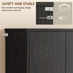 HOMCOM Szafka kuchenna z blatem, 6 drzwi, wysoka szafka z półkami, czarna | Aosom PL