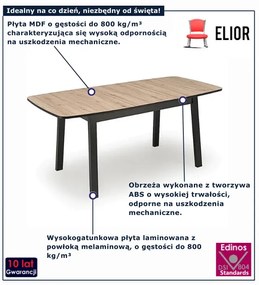 Rozkładany stół dąb aritsan + czarny  E3-B14