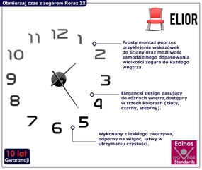 Nowoczesny wiszący czarny zegar 100 cm - Roraz 3X