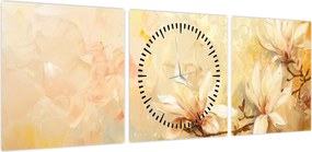 Obraz - Kwiaty (z zegarem) (90x30 cm)