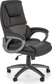 Czarno-szary fotel gabinetowy z ekoskóry Steven Halmar