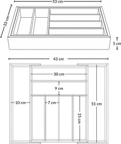 Rozkładany organizer na sztućce VARIO, 53 x 33-43 cm, bambus