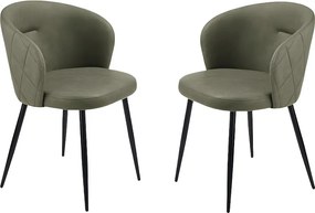 Komplet 2 zielonych krzeseł do jadalni "Boston" ze skóry ekologicznej cm 56x55 78h