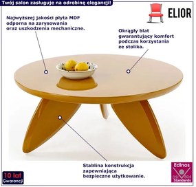 Okrągły nowoczesny stolik musztardowy - Harvel 4X