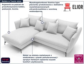 Jasnoszara kanapa narożna rozkładana z pojemnikiem K3-M49