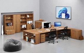 Szafa ubraniowa biurowa PRIMO WOOD, 3 półki, drążek do szafy, 800 x 500 x 1781 mm, orzech