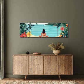 Obraz - Joginka na plaży (170x50 cm)