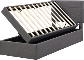 Łóżko z materacem na stelażu - 90x200 cm - tkanina lniana - Szary